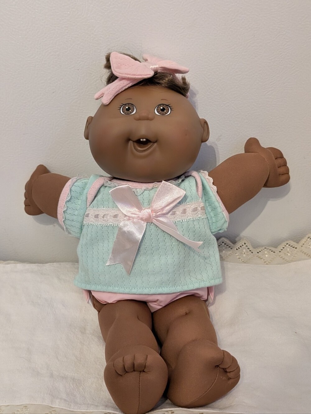 Vtg 2004 Cabbage Patch Kids African American Baby Doll Play Along PA-12 Dimple